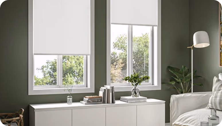 White electric blinds in Dubai bedroom