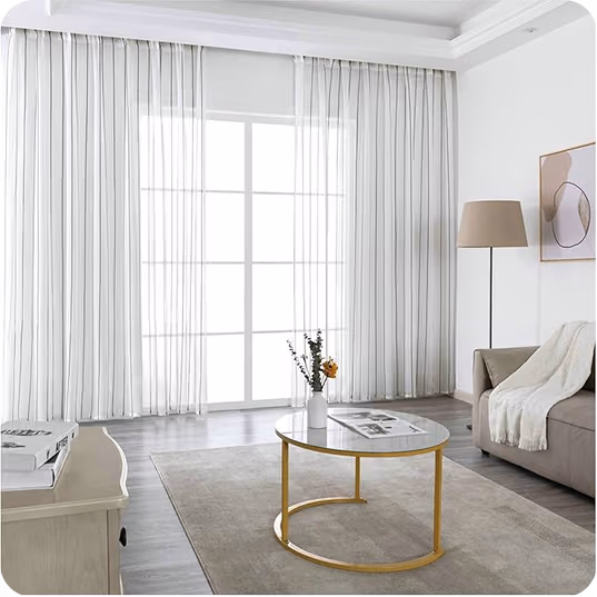 White transparent motorized blinds