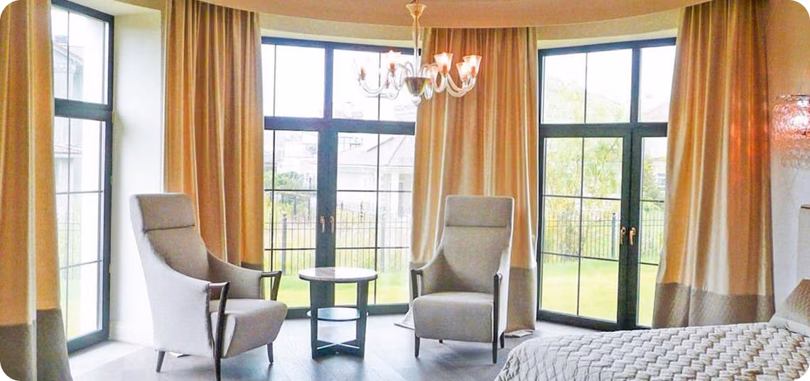 Luxury gold drapes and motorized blinds Dubai