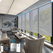 Motorized Horizontal Blinds in Living Rooms