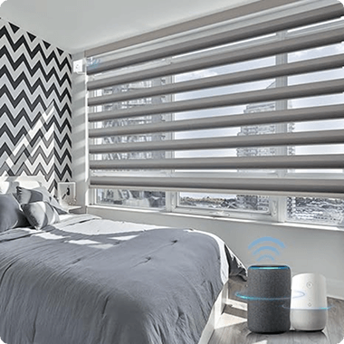 Motorized zebra blinds in bedrooms Dubai