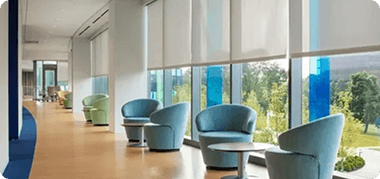 Electric Roller Blinds in Office Lobby