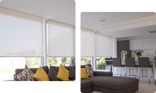 white fabric electric blinds in Dubai