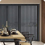 Charcoal vertical blinds dining area