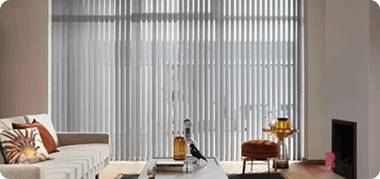 Light grey vertical blinds in lounge dubai