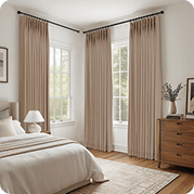 beautiful pinch pleat cutains in Bedroom