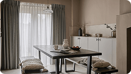 dual color pairing pinch pleat curtains in Dubai