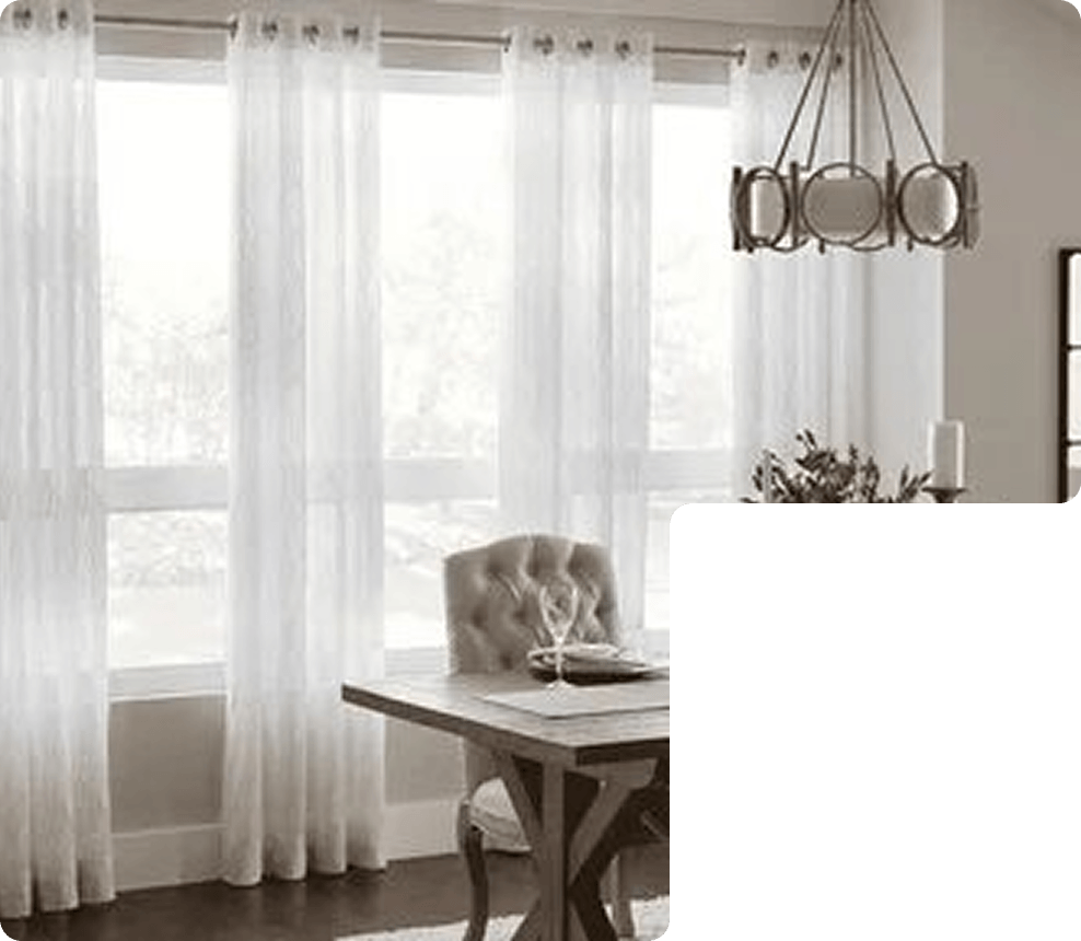 pinch pleat drapes in Dining Room