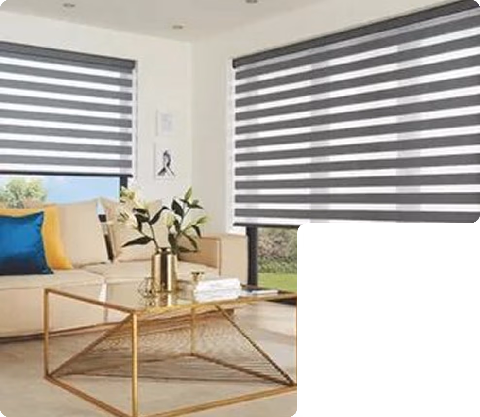 Modern Electric zebra blinds in lounge Dubai