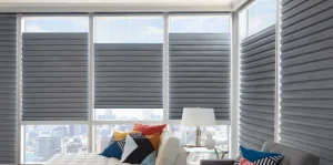 built-in blinds on a window with limited control features built-in blinds on a window with limited control features